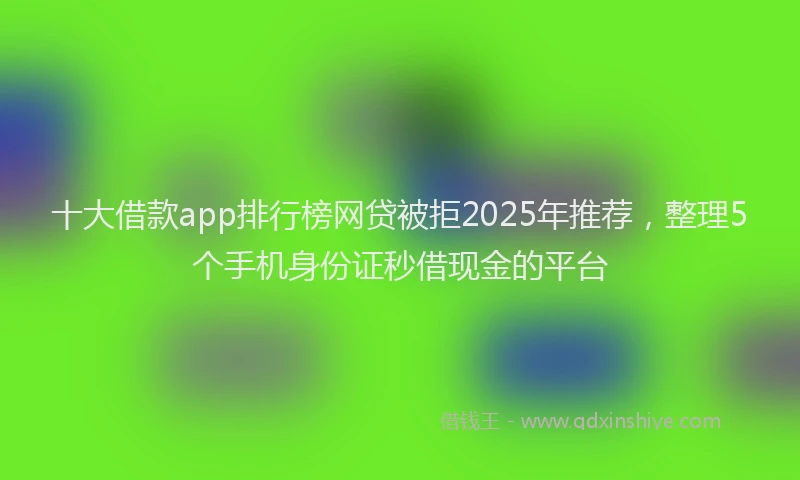 十大借款app排行榜网贷被拒2025年推荐，整理5个手机身份证秒借现金的平台