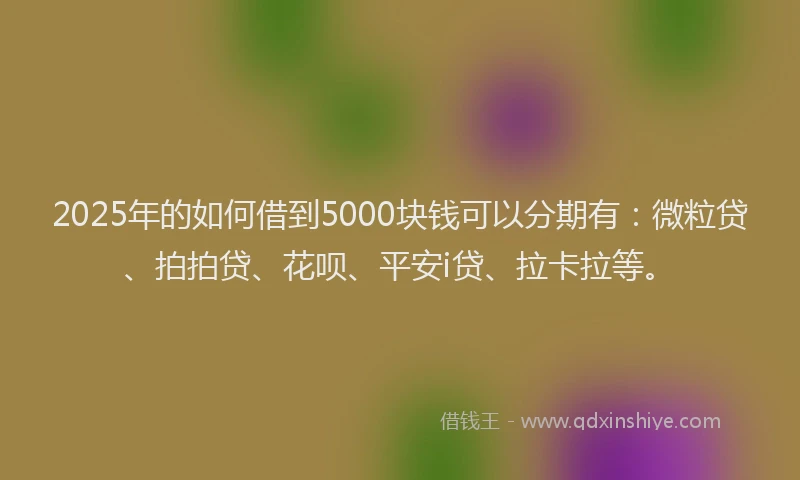 2025年的如何借到5000块钱可以分期有：微粒贷、拍拍贷、花呗、平安i贷、拉卡拉等。