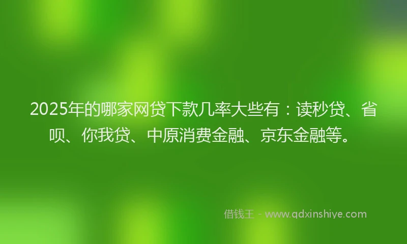 2025年的哪家网贷下款几率大些有：读秒贷、省呗、你我贷、中原消费金融、京东金融等。
