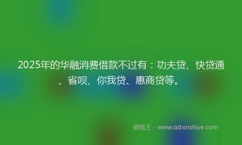 2025年的华融消费借款不过有：功夫贷、快贷通、省呗、你我贷、惠商贷等。