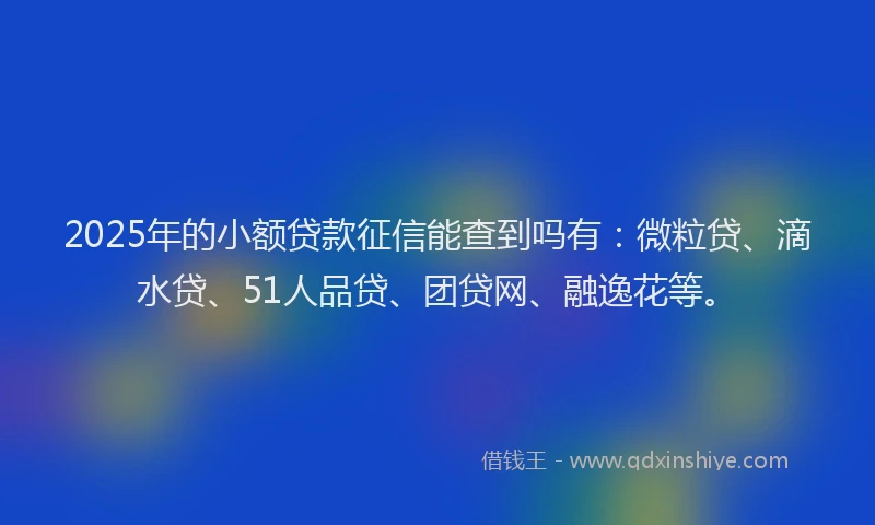 2025年的小额贷款征信能查到吗有：微粒贷、滴水贷、51人品贷、团贷网、融逸花等。