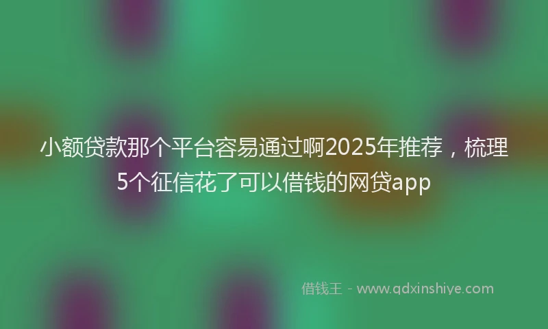 小额贷款那个平台容易通过啊2025年推荐，梳理5个征信花了可以借钱的网贷app