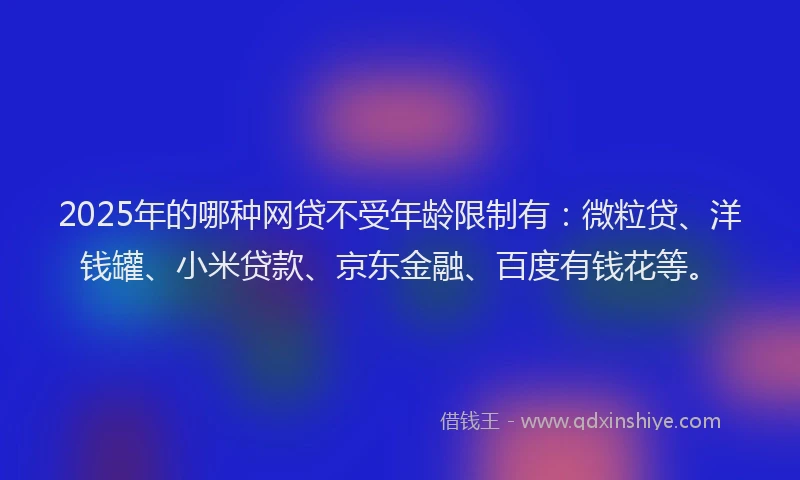 2025年的哪种网贷不受年龄限制有：微粒贷、洋钱罐、小米贷款、京东金融、百度有钱花等。