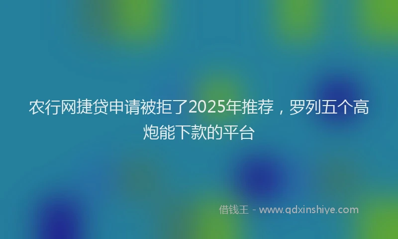 农行网捷贷申请被拒了2025年推荐，罗列五个高炮能下款的平台