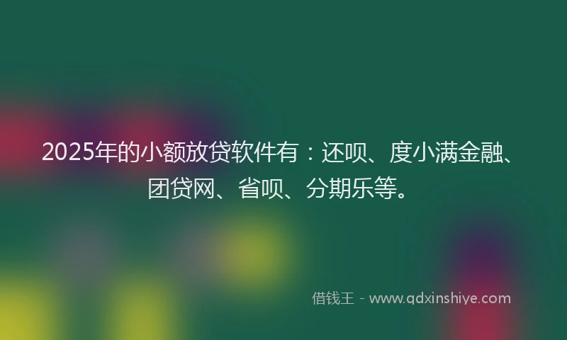 2025年的小额放贷软件有：还呗、度小满金融、团贷网、省呗、分期乐等。