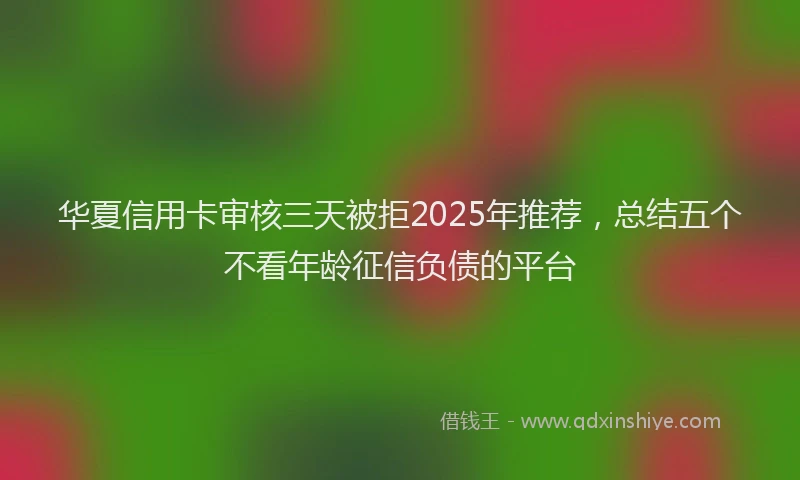 华夏信用卡审核三天被拒2025年推荐，总结五个不看年龄征信负债的平台