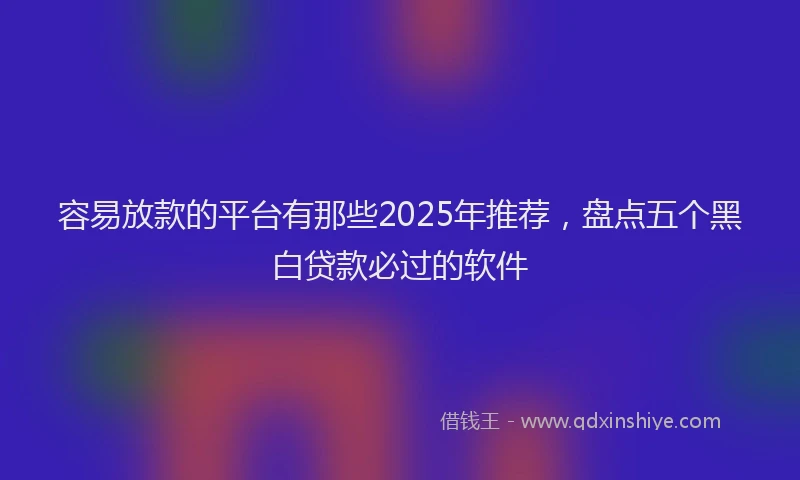 容易放款的平台有那些2025年推荐，盘点五个黑白贷款必过的软件