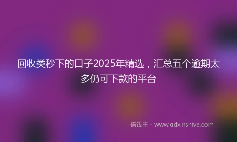 回收类秒下的口子2025年精选，汇总五个逾期太多仍可下款的平台