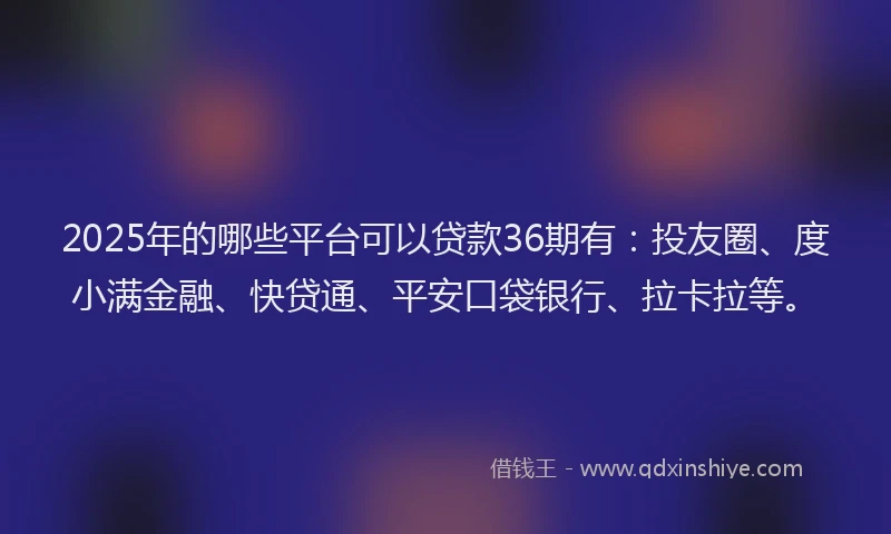 2025年的哪些平台可以贷款36期有：投友圈、度小满金融、快贷通、平安口袋银行、拉卡拉等。