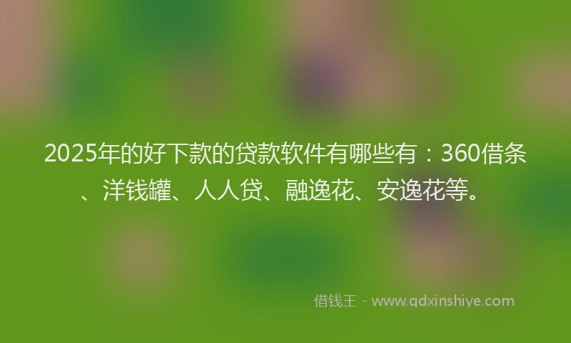 2025年的好下款的贷款软件有哪些有：360借条、洋钱罐、人人贷、融逸花、安逸花等。