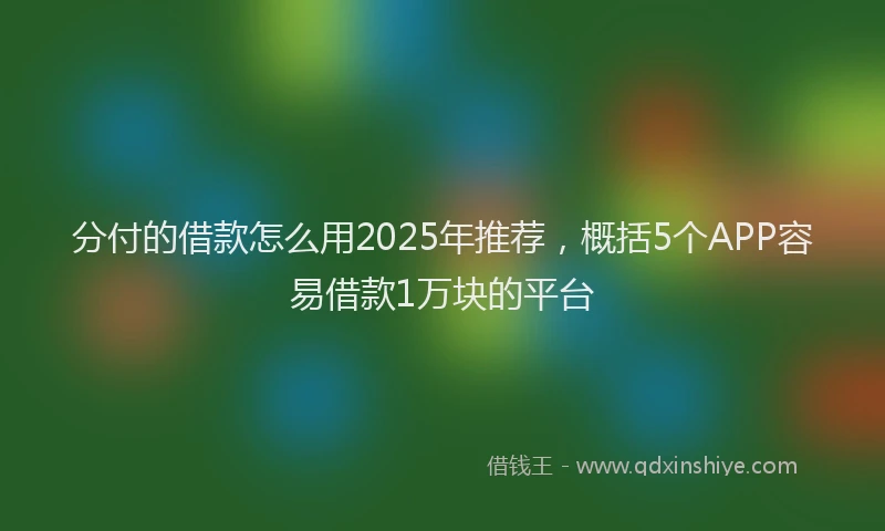 分付的借款怎么用2025年推荐，概括5个APP容易借款1万块的平台