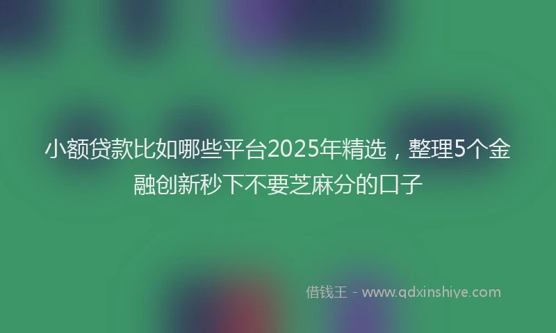 小额贷款比如哪些平台2025年精选，整理5个金融创新秒下不要芝麻分的口子
