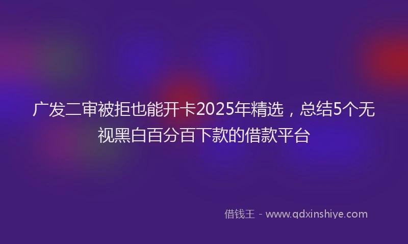 广发二审被拒也能开卡2025年精选，总结5个无视黑白百分百下款的借款平台