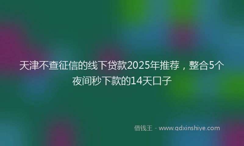 天津不查征信的线下贷款2025年推荐，整合5个夜间秒下款的14天口子