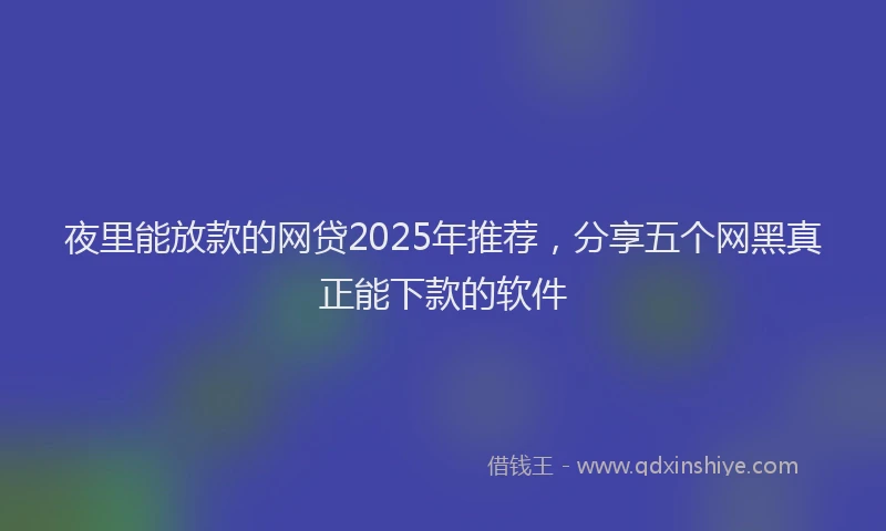 夜里能放款的网贷2025年推荐，分享五个网黑真正能下款的软件