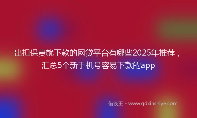 出担保费就下款的网贷平台有哪些2025年推荐，汇总5个新手机号容易下款的app
