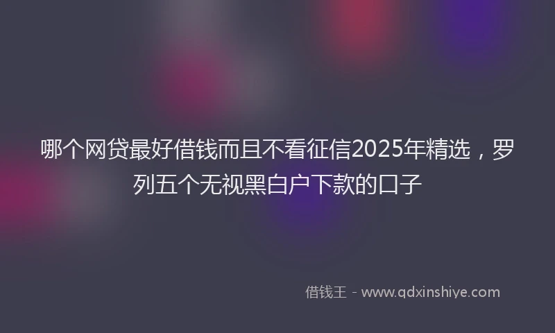 哪个网贷最好借钱而且不看征信2025年精选，罗列五个无视黑白户下款的口子