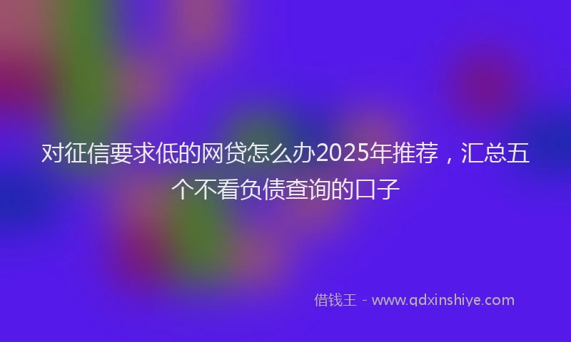 对征信要求低的网贷怎么办2025年推荐，汇总五个不看负债查询的口子