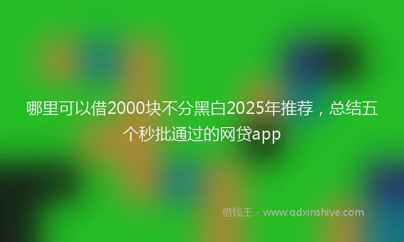 哪里可以借2000块不分黑白2025年推荐，总结五个秒批通过的网贷app