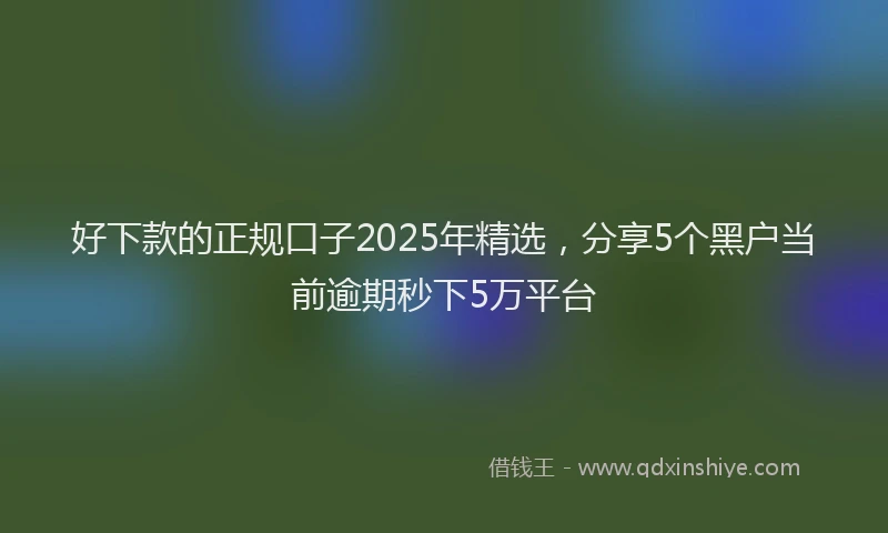 好下款的正规口子2025年精选，分享5个黑户当前逾期秒下5万平台