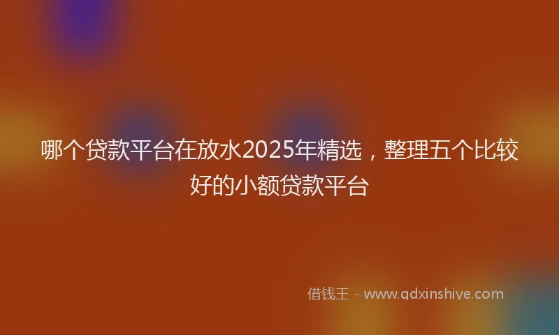 哪个贷款平台在放水2025年精选，整理五个比较好的小额贷款平台