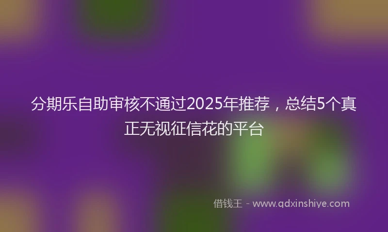 分期乐自助审核不通过2025年推荐，总结5个真正无视征信花的平台