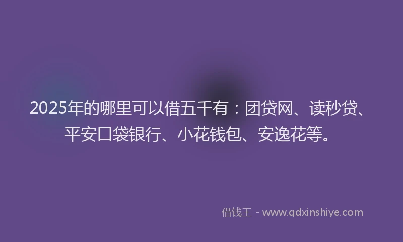 2025年的哪里可以借五千有：团贷网、读秒贷、平安口袋银行、小花钱包、安逸花等。