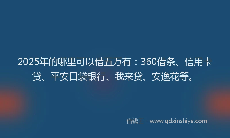 2025年的哪里可以借五万有：360借条、信用卡贷、平安口袋银行、我来贷、安逸花等。