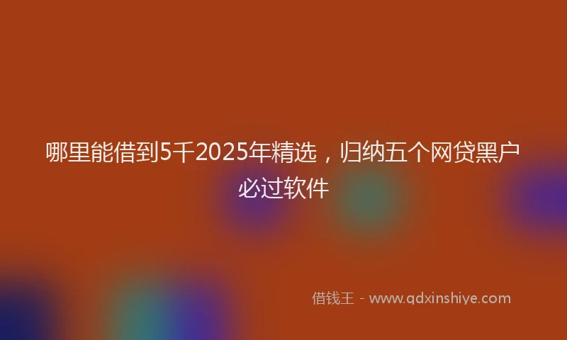哪里能借到5千2025年精选，归纳五个网贷黑户必过软件