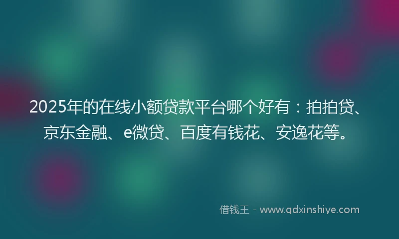 2025年的在线小额贷款平台哪个好有：拍拍贷、京东金融、e微贷、百度有钱花、安逸花等。