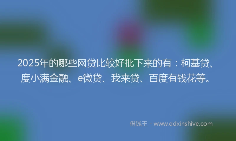 2025年的哪些网贷比较好批下来的有：柯基贷、度小满金融、e微贷、我来贷、百度有钱花等。