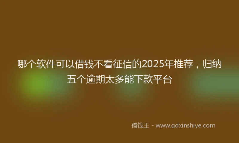 哪个软件可以借钱不看征信的2025年推荐，归纳五个逾期太多能下款平台