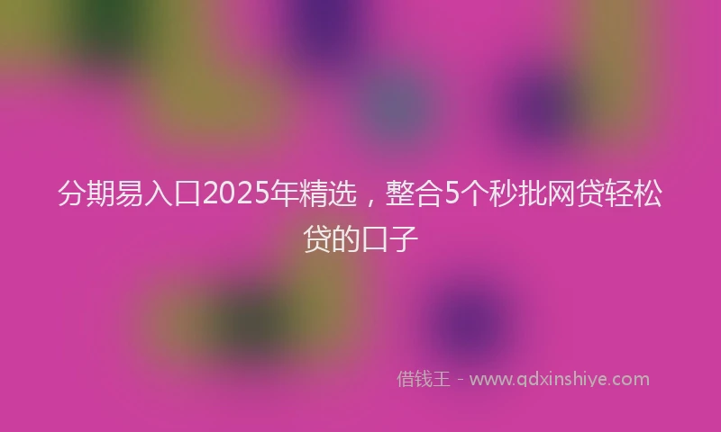 分期易入口2025年精选，整合5个秒批网贷轻松贷的口子