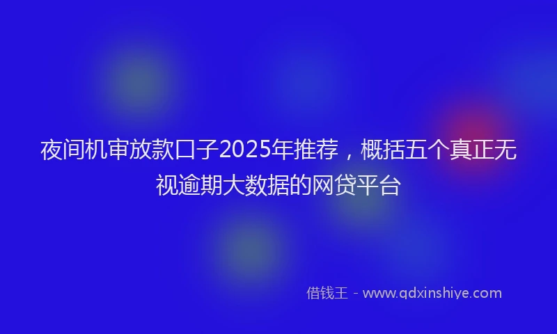 夜间机审放款口子2025年推荐，概括五个真正无视逾期大数据的网贷平台