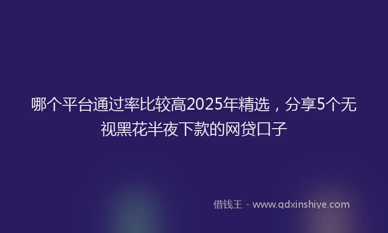 哪个平台通过率比较高2025年精选，分享5个无视黑花半夜下款的网贷口子