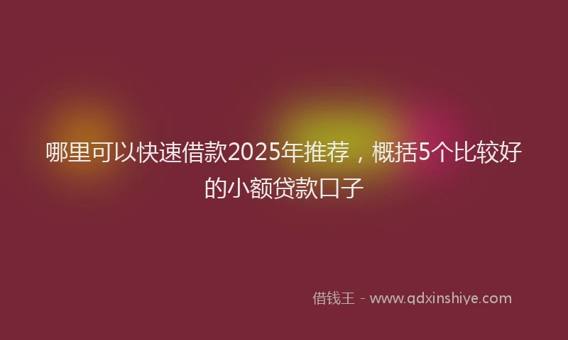 哪里可以快速借款2025年推荐，概括5个比较好的小额贷款口子