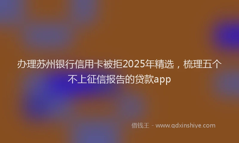 办理苏州银行信用卡被拒2025年精选，梳理五个不上征信报告的贷款app