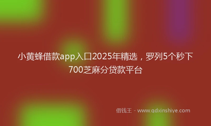 小黄蜂借款app入口2025年精选，罗列5个秒下700芝麻分贷款平台