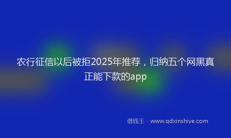 农行征信以后被拒2025年推荐，归纳五个网黑真正能下款的app