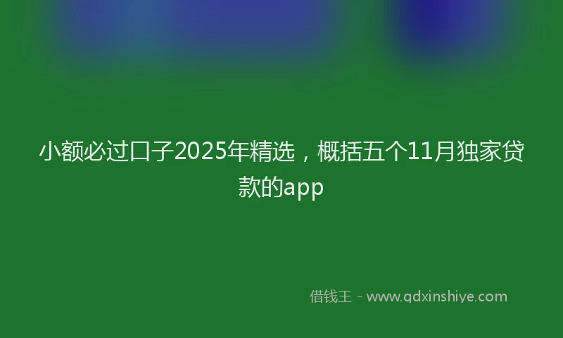小额必过口子2025年精选，概括五个11月独家贷款的app