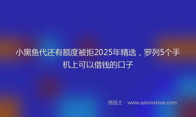 小黑鱼代还有额度被拒2025年精选，罗列5个手机上可以借钱的口子