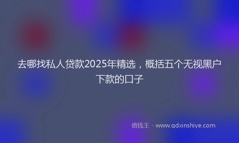去哪找私人贷款2025年精选，概括五个无视黑户下款的口子
