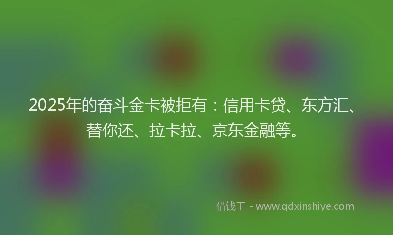 2025年的奋斗金卡被拒有：信用卡贷、东方汇、替你还、拉卡拉、京东金融等。