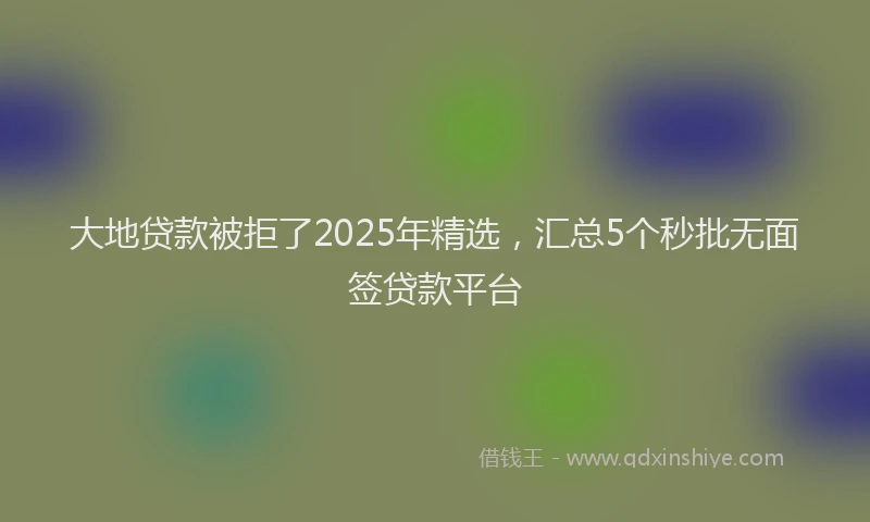 大地贷款被拒了2025年精选，汇总5个秒批无面签贷款平台