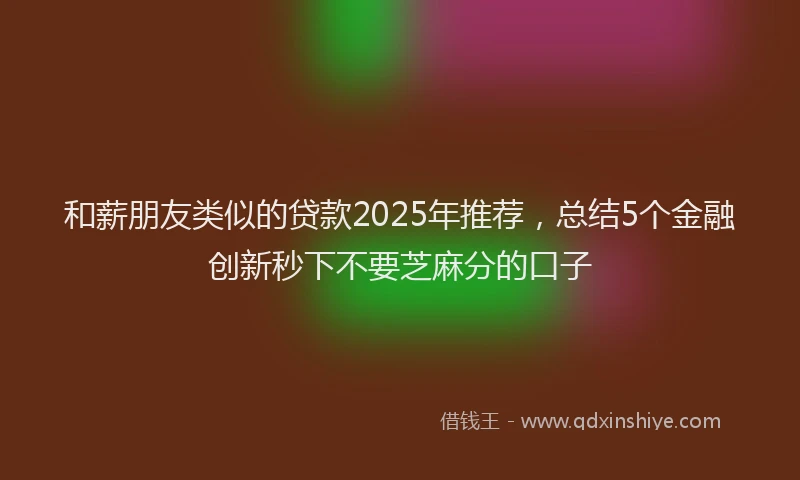 和薪朋友类似的贷款2025年推荐，总结5个金融创新秒下不要芝麻分的口子