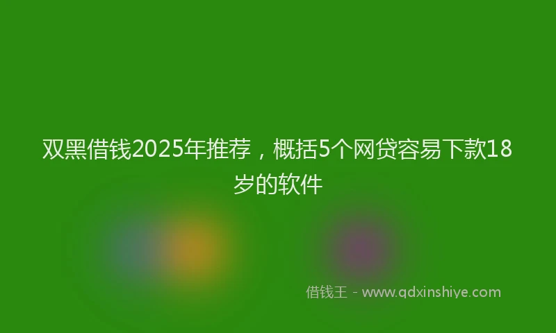 双黑借钱2025年推荐，概括5个网贷容易下款18岁的软件
