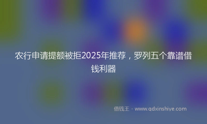 农行申请提额被拒2025年推荐，罗列五个靠谱借钱利器