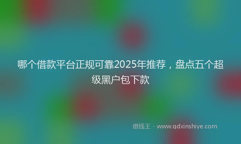 哪个借款平台正规可靠2025年推荐，盘点五个超级黑户包下款