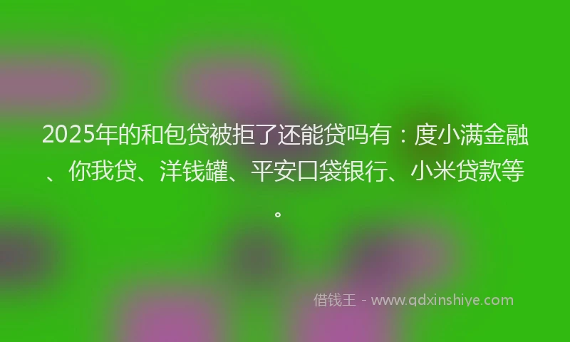 2025年的和包贷被拒了还能贷吗有：度小满金融、你我贷、洋钱罐、平安口袋银行、小米贷款等。