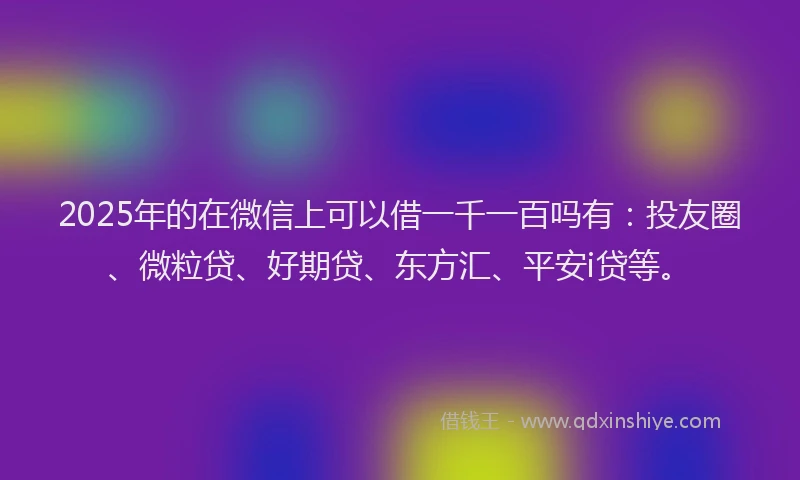 2025年的在微信上可以借一千一百吗有：投友圈、微粒贷、好期贷、东方汇、平安i贷等。